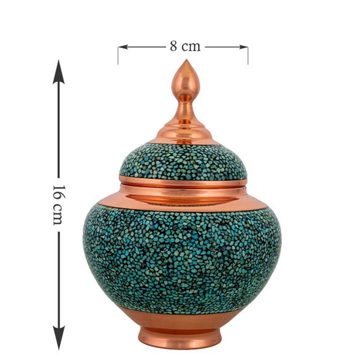قندان سیبی فیروزه کوب  ارتفاع 16cm